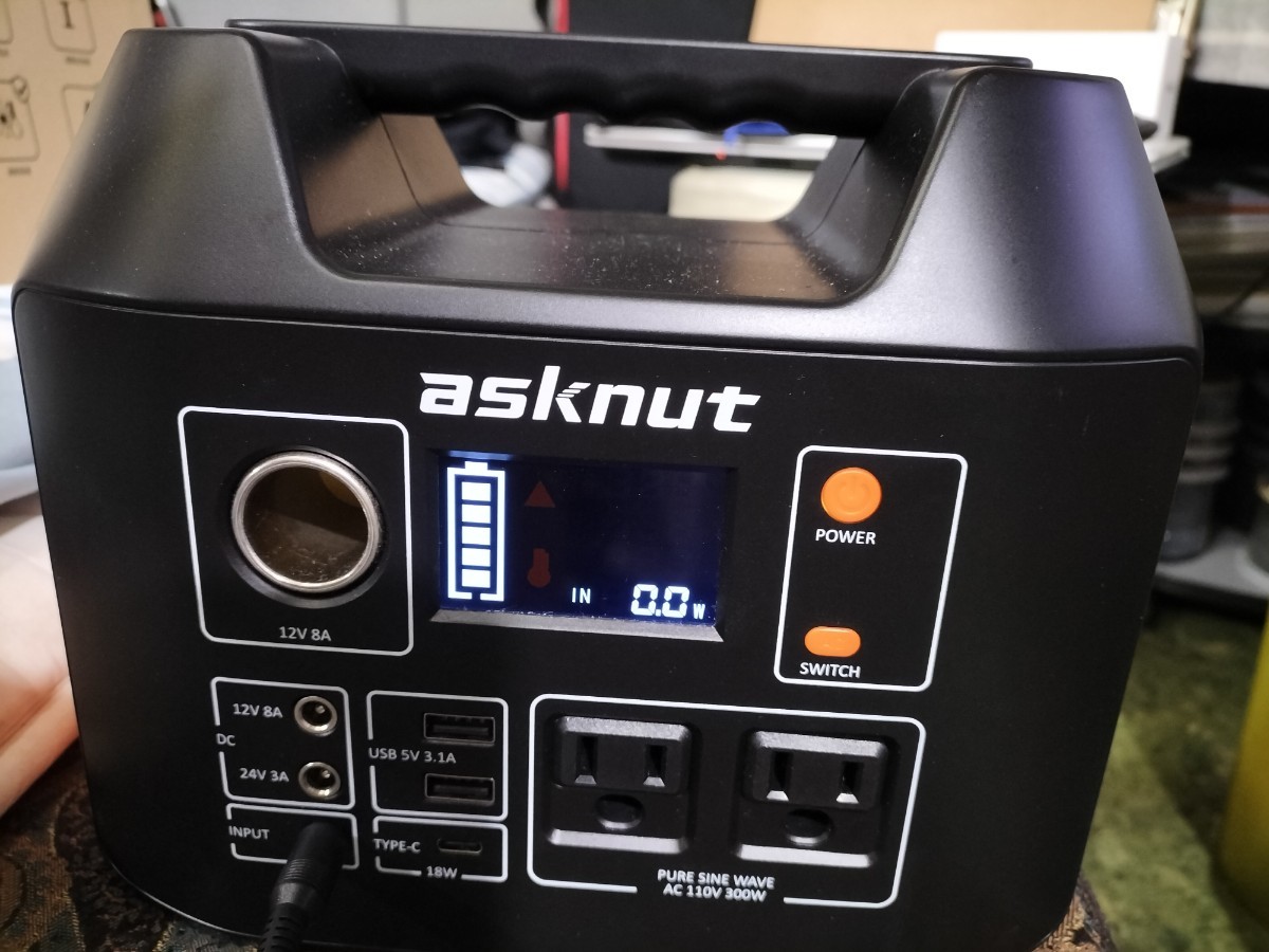 ポータブル電源 大容量 ASKNUT R300 純正正弦波 ジャンク2個まとめて！_画像9