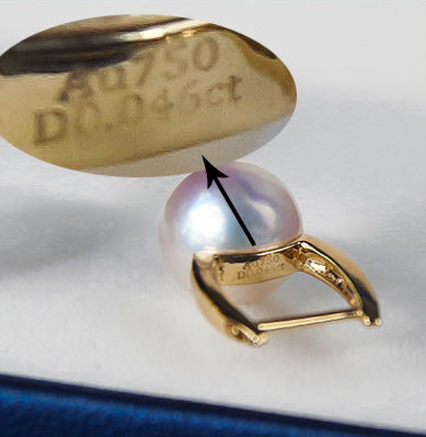 K18YG イエローゴールド あこや真珠 アコヤ 真珠 パール ピアス ダイヤモンド ダイヤ リングピアス スクエア シンプル 18K