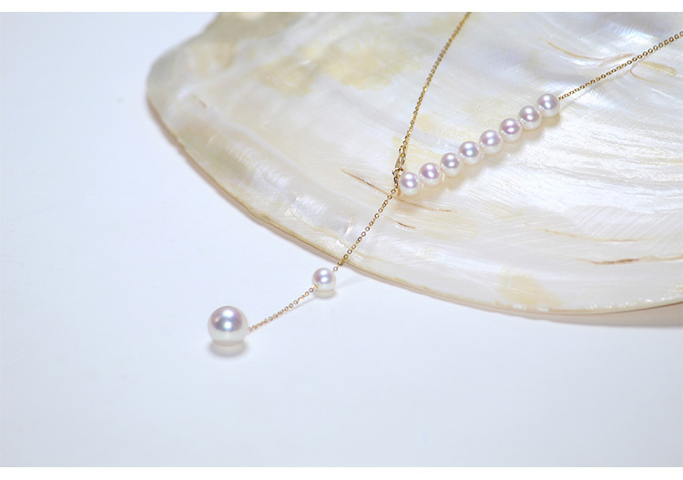 K18YG yellow gold ... pearl Akoya 18 gold necklace pendant 8+3 sphere pearl pearl 18K 2way Y character adjuster chain 