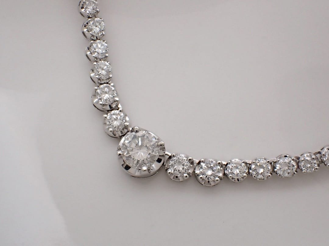 PT850 プラチナ ダイヤ テニス グラデーション ネックレス 7.00ct+1.001ct 41cm 28.7g 中古A 【送料無料】 C-8988_画像2