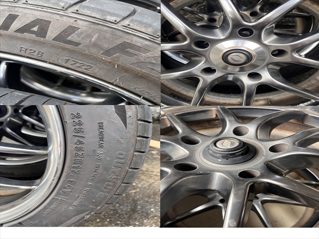 中古　ワークマイスター WORk 7.5jx17+48 PCD114.3 5H専用ナット付 タイヤは225/45R17 ４本 ステップワゴンで使用_画像9