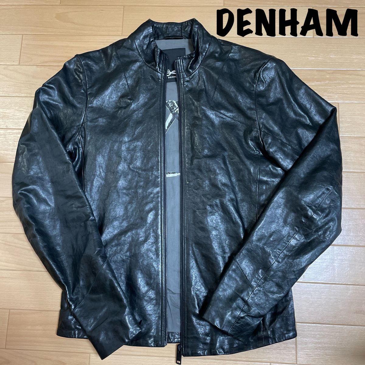 DENHAM デンハム シングル レザージャケット 羊皮革 シープレザー S  シングルライダース ライダース