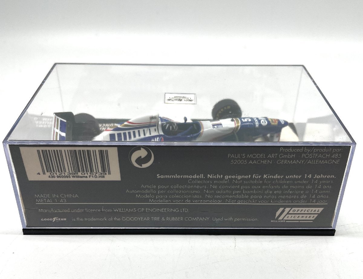 173△MINICHAMPS ミニチャンプス デーモン ヒル 1996 1/43 ウィリアムズ 5号車_画像5