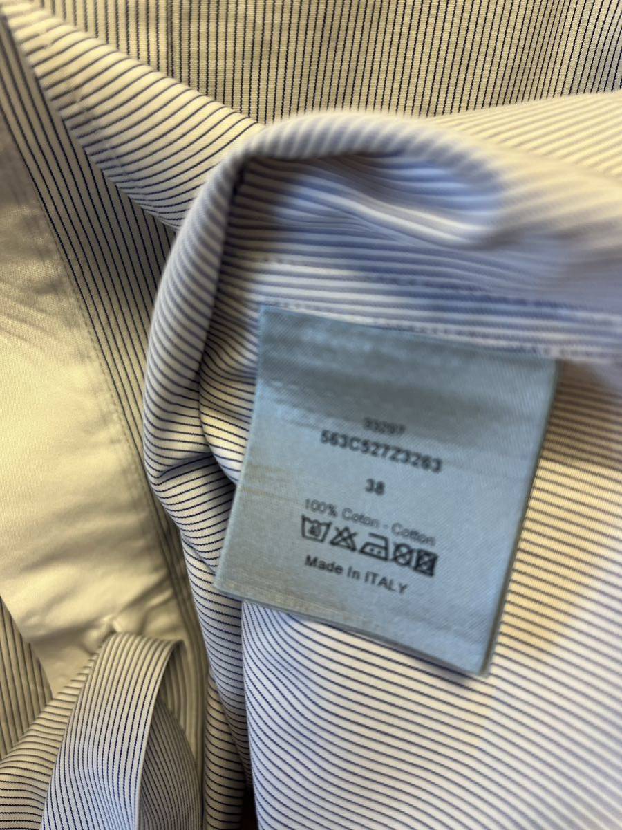  regular 13SS Dior Homme Dior Homme KRIS VAN ASSCHE Chris Van ash stripe dress shirt white blue 38 533C527Z3263