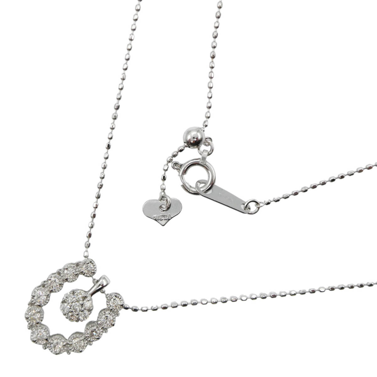 ネックレス K18WG ダイヤ0.17ct/0.08ct ホースシュー 3way-