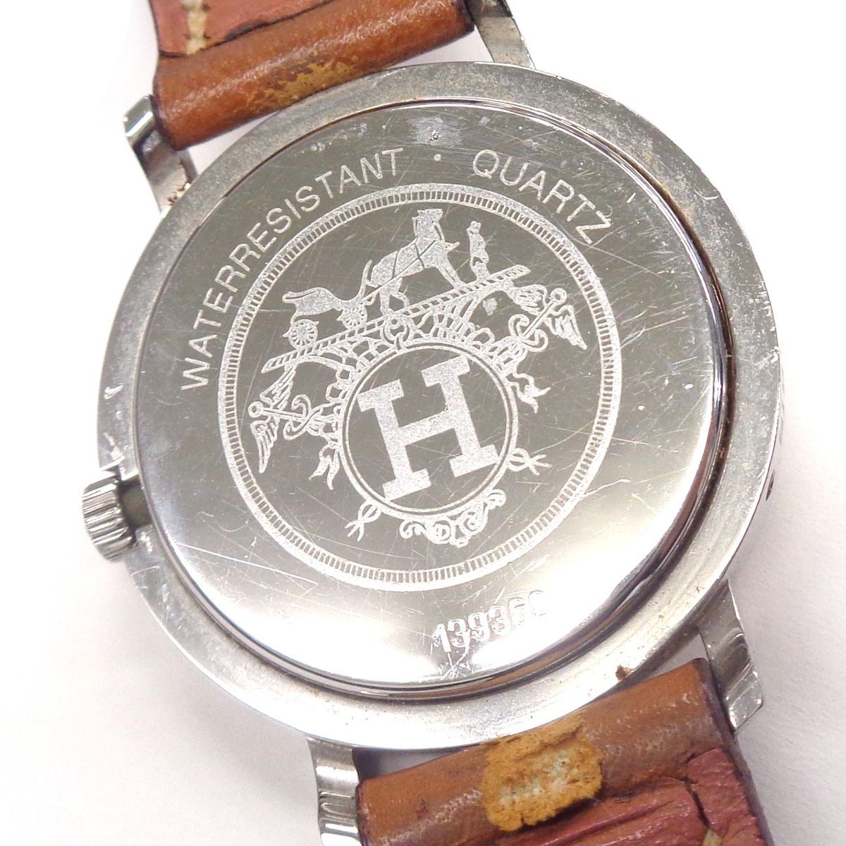 apf322☆100円スタート・難有【HERMES/エルメス】クリッパー クォーツ 腕時計 ケース径約30ｍｍ 純正ベルト■51B13 _画像5