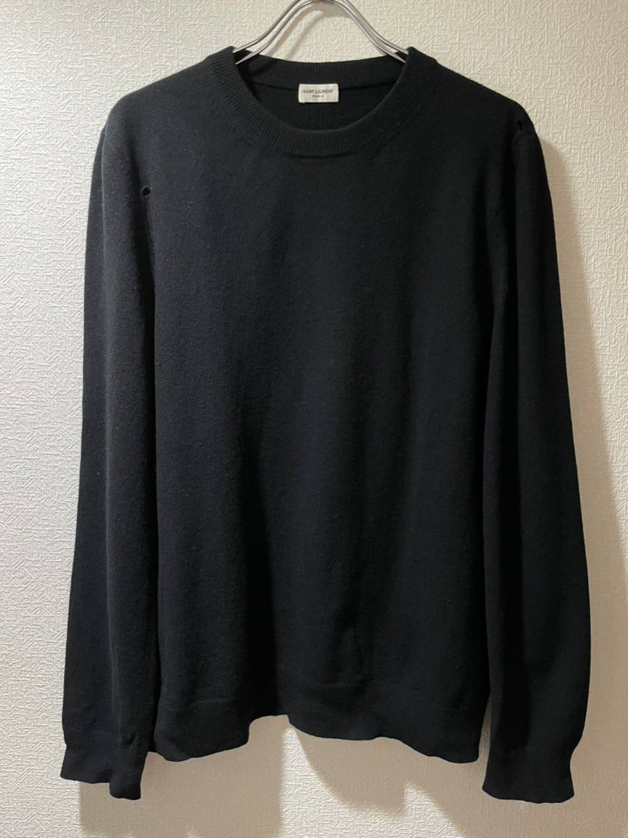 サンローランパリ デストロイ 加工 ウール × カシミア ニット エディ