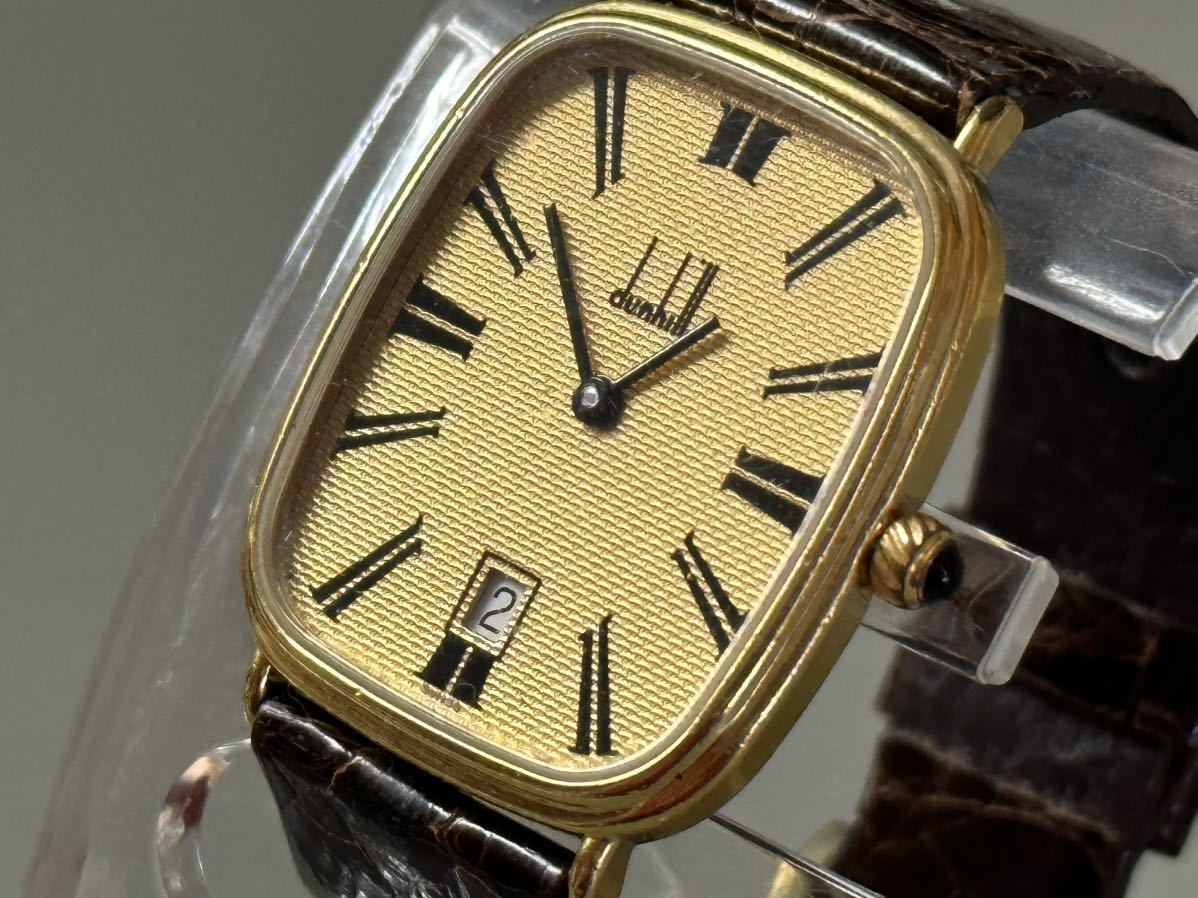 1円〜◆dunhill ダンヒル SWISS QUARTZ クォーツ 8 16863 ゴールド文字盤 メンズ腕時計_画像1