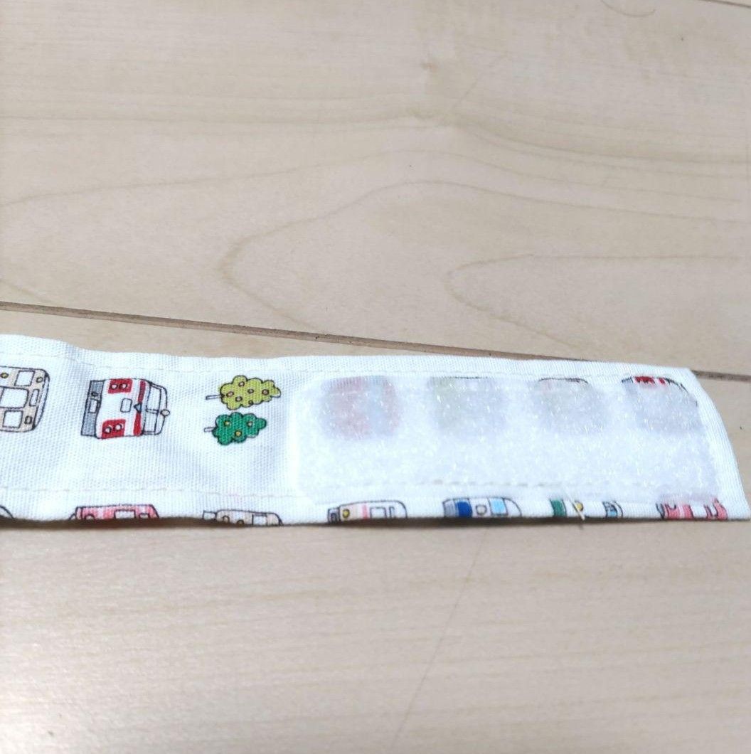 ハンドメイド　キッズ　子供用　エプロン　三角巾　セット　100　110 　幼児　園児　新幹線　電車