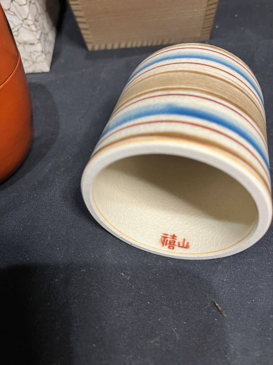 美品【茶道具 棗 蓋置】茶器 茶道 抹茶 風炉 茶碗 漆 漆器 漆芸 蓋 フタ 裏千家 表千家 道具 器 なつめ 京焼_画像3