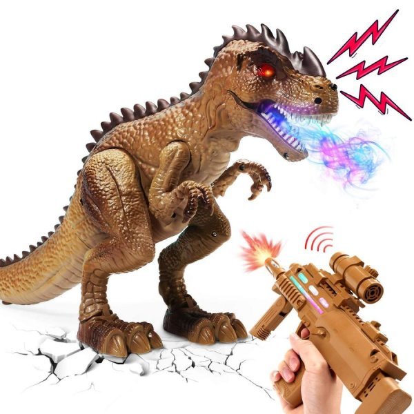 恐竜おもちゃ 銃 おもちゃ 射撃 的あて ロボット玩具 リアル噴霧 自動走行 発声 発光 分解可能 室内ゲーム シューティング プレゼント