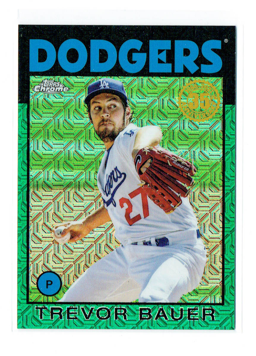 99枚限定【TREVOR BAUER トレバー・バウアー】2021 Topps Update - Silver Pack 1986 Mojo Green DODGERS ドジャース 横浜DeNAベイスターズ_画像1