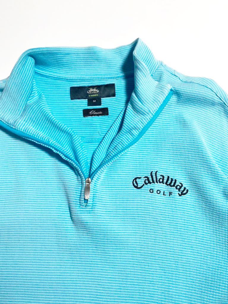 Callaway ☆ GOLF 爽やかなカラー◎ ハーフジップ シャツ ライトブルー M 春夏 大人カジュアル オシャレ 人気 キャロウェイ ゴルフ■SAP28_画像3