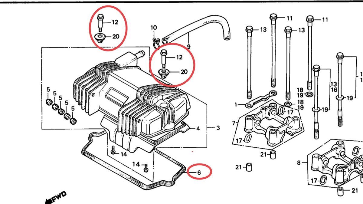 【送料無料】ホンダ純正ホーク ホーク2 ヘッドカバーパッキン シール ワッシャー ボルト(CB250T CB400T エンジン ガスケット バブ ゴム )_画像2