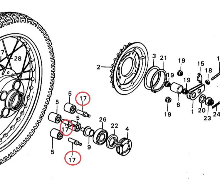 【送料無料】ホンダ純正CB400F/350Fフィキシングボルトセット新品(FOUR スタッド ヨンフォア スプロケット スプロケタワー チェーン)_画像2