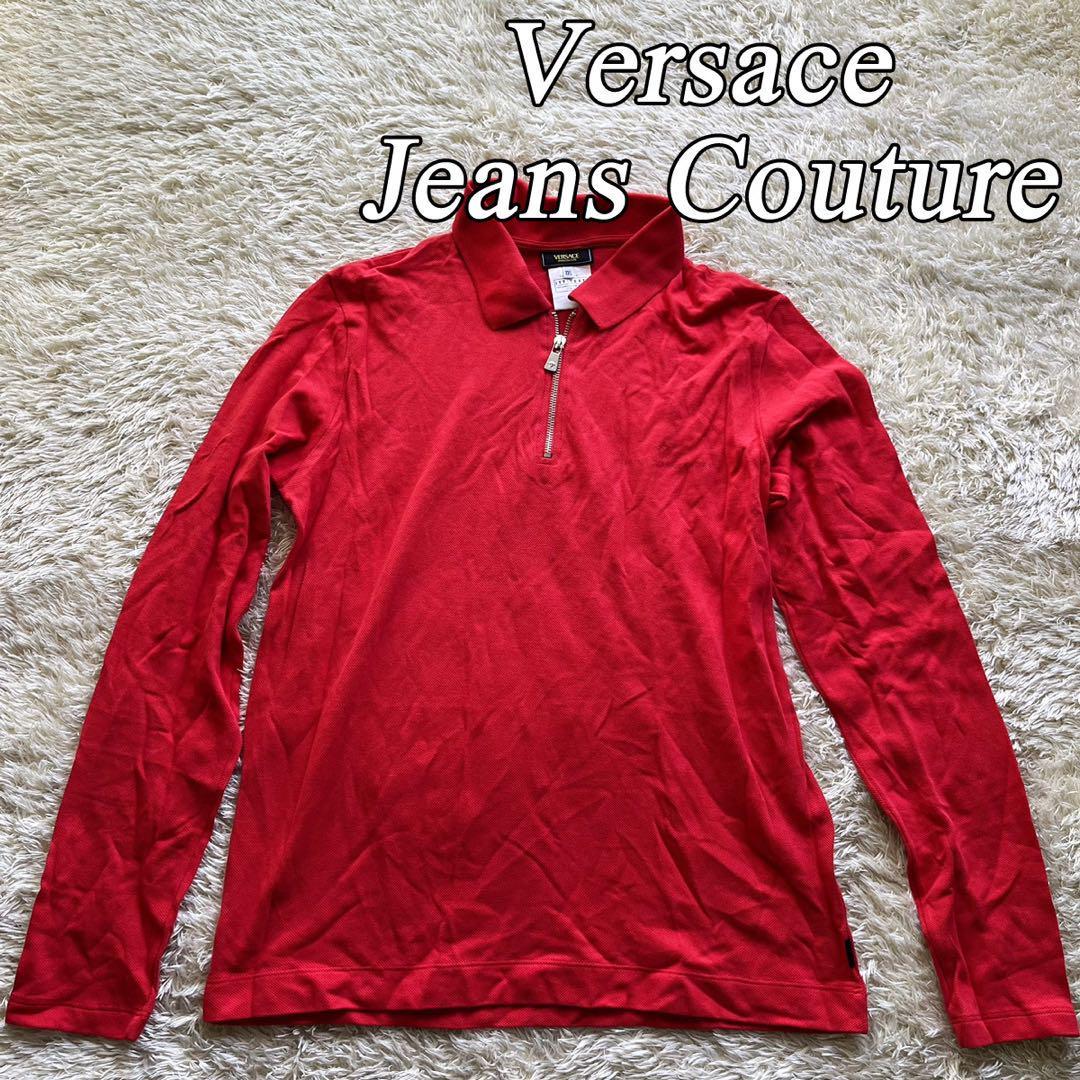 Versace Jeans Couture ヴェルサーチェ ジーンズ クチュール レッド 長袖 ポロシャツ XXL_画像1