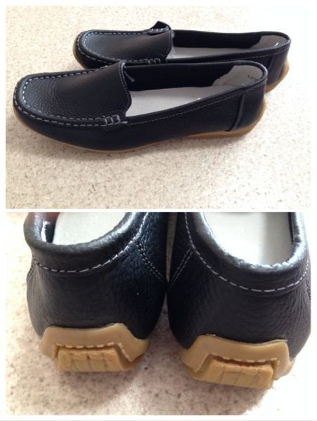  new goods 23cm lady's original leather driving shoes Loafer slip-on shoes black 541