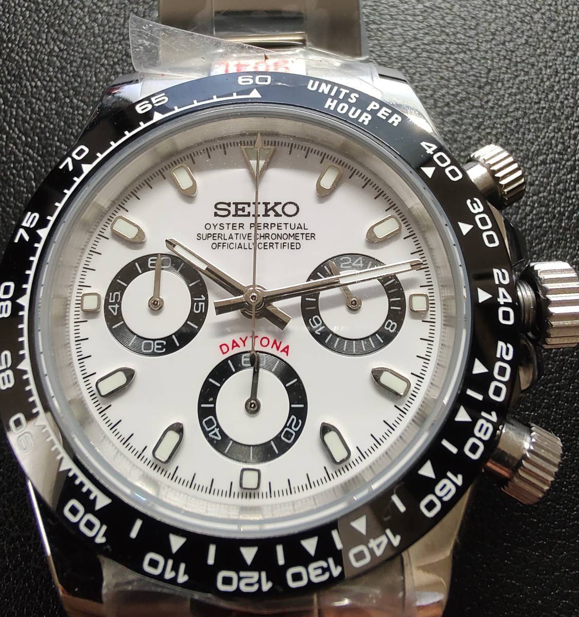 SEIKO セイコー MOD デイトナ ホワイト オマージュ VK63 クォーツ 未使用 SEIKO セイコー MOD デイトナ ホワイト オマージュ VK63 クォーツ 未使用