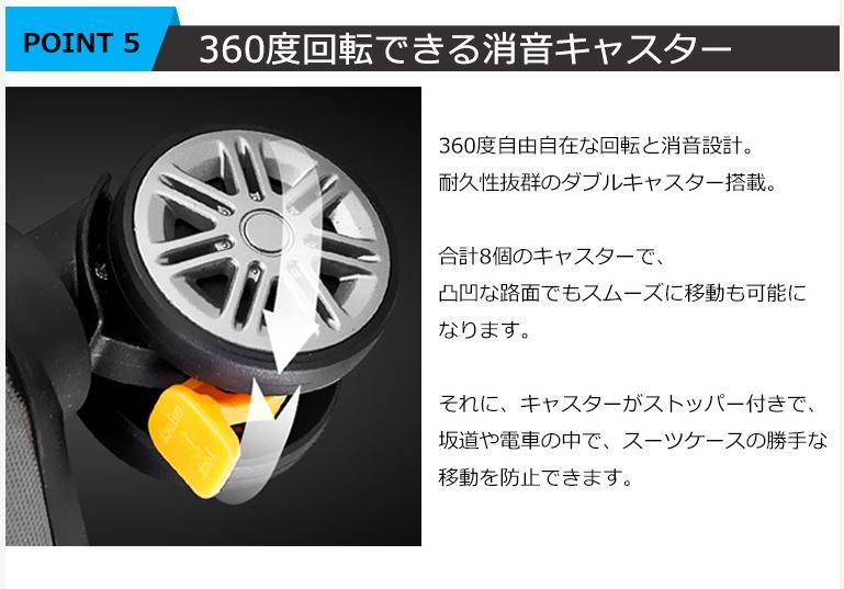 【期間限定1000円値下げ】■新品■限定特価 ■軽量Lサイズ 大型スーツケース ■容量拡張可能 ■ストッパー付き【5色選択可】_画像6