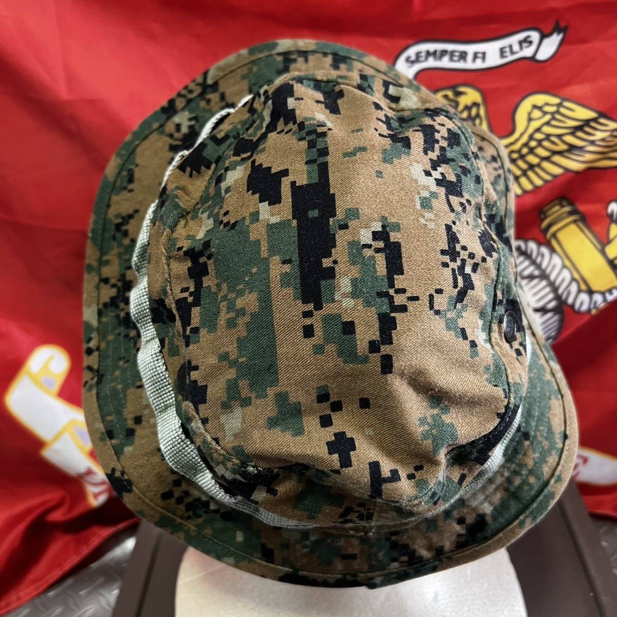 米軍放出品　海兵隊 米軍実物 USMC ウッドランドマーパット ブーニーハット キャンプ MEDIUM (INV RA63)_画像4