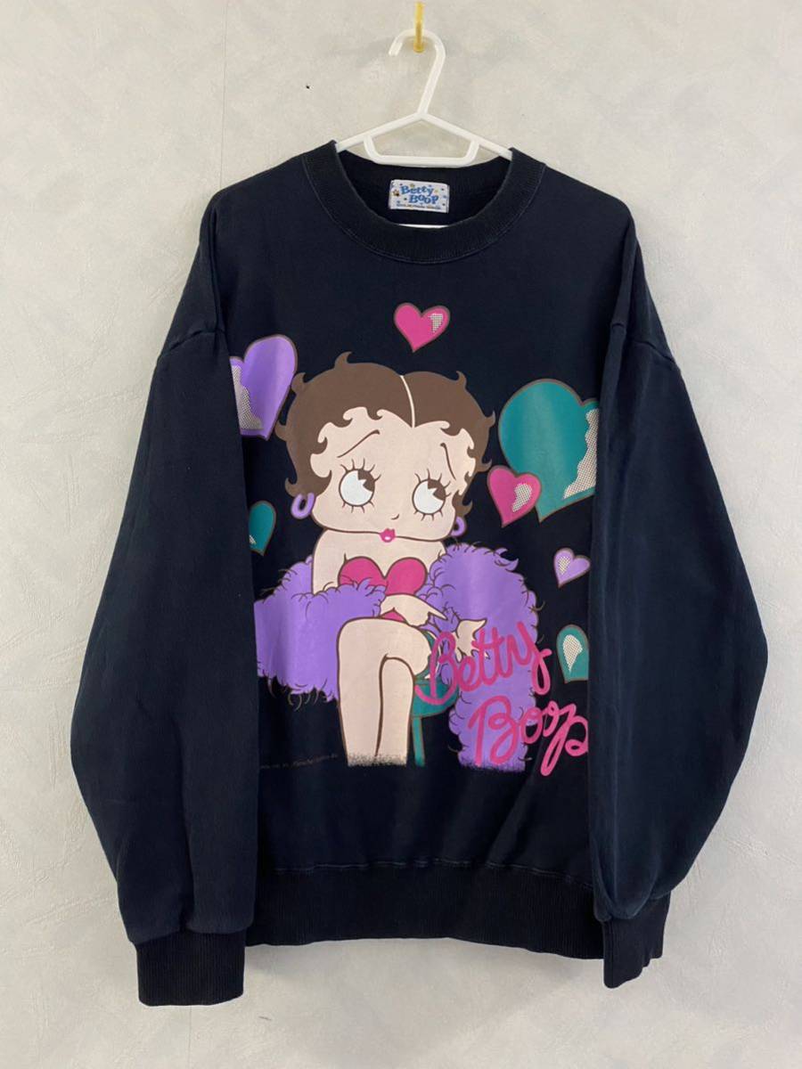 Betty Boop スウェット フリーサイズ ハート ヴィンテージ 80s 90s ベティ・ブープ ベティちゃん King Features Syndicate 古着 ゆるだぼ