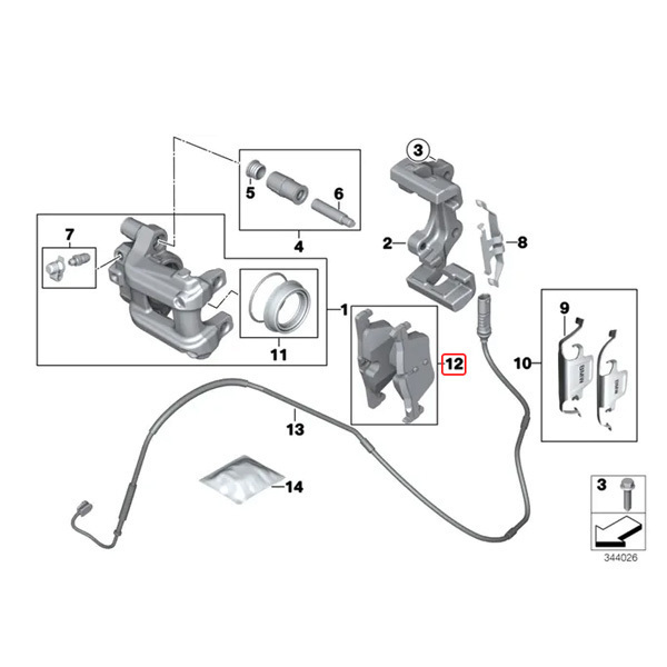 Brembo製 BMW F30 F31 F34 320d 320i 328i 330e 330i リア/リヤ ブレーキパッド 左右 34206873093 34206873094 34206799809 34216850569_画像2