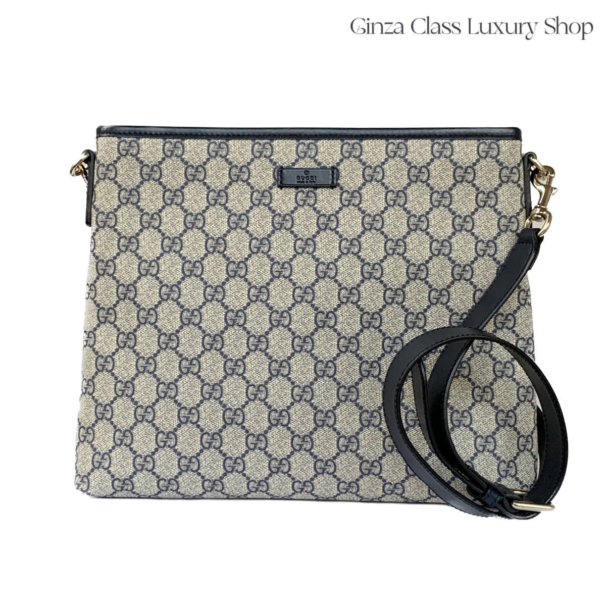 GUCCI GGスプリーム メッセンジャーバッグ GGスプリーム ベージュ/ネイビー 斜め掛け メンズ ショルダーバッグ 388924 525040 グッチ_画像1