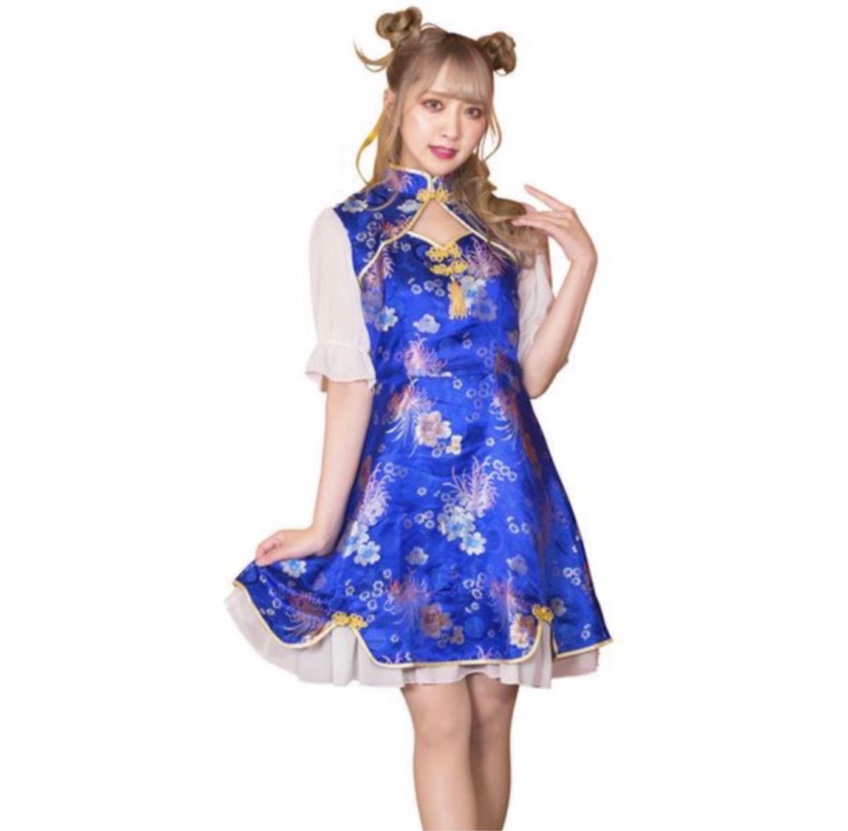 RoyalChina・ガーリーチャイナ（ブルー）ワンピース・  コスプレ衣装・文化祭衣装・ チャイナ