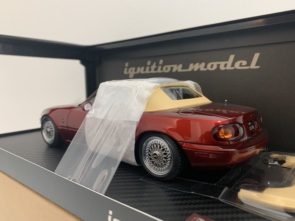 イグニッションモデル 1/18 ユーノスロードスター Eunos Roadster (NA) VRリミテッド Burgundy IG3200 レッド ignition model マツダ_画像4