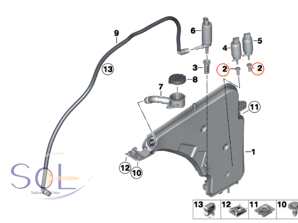 BMW E36 E46 ウォッシャーポンプ ストレーナー 316ti 318Ci 318i 318ti 320i 323i 325i 328Ci 328i 330Ci 330i 330xi M3 61667006063_画像2