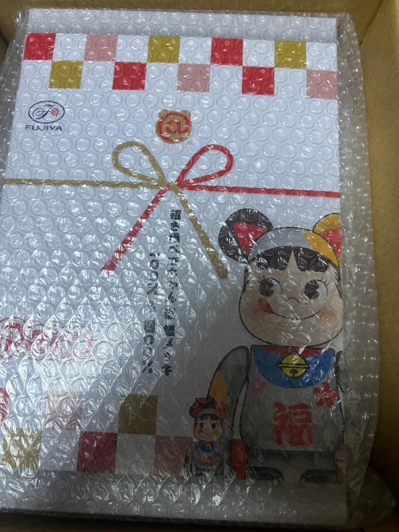 新品未開封 送料無料 BE@RBRICK 招き猫 ペコちゃん 福 銀メッキ 100
