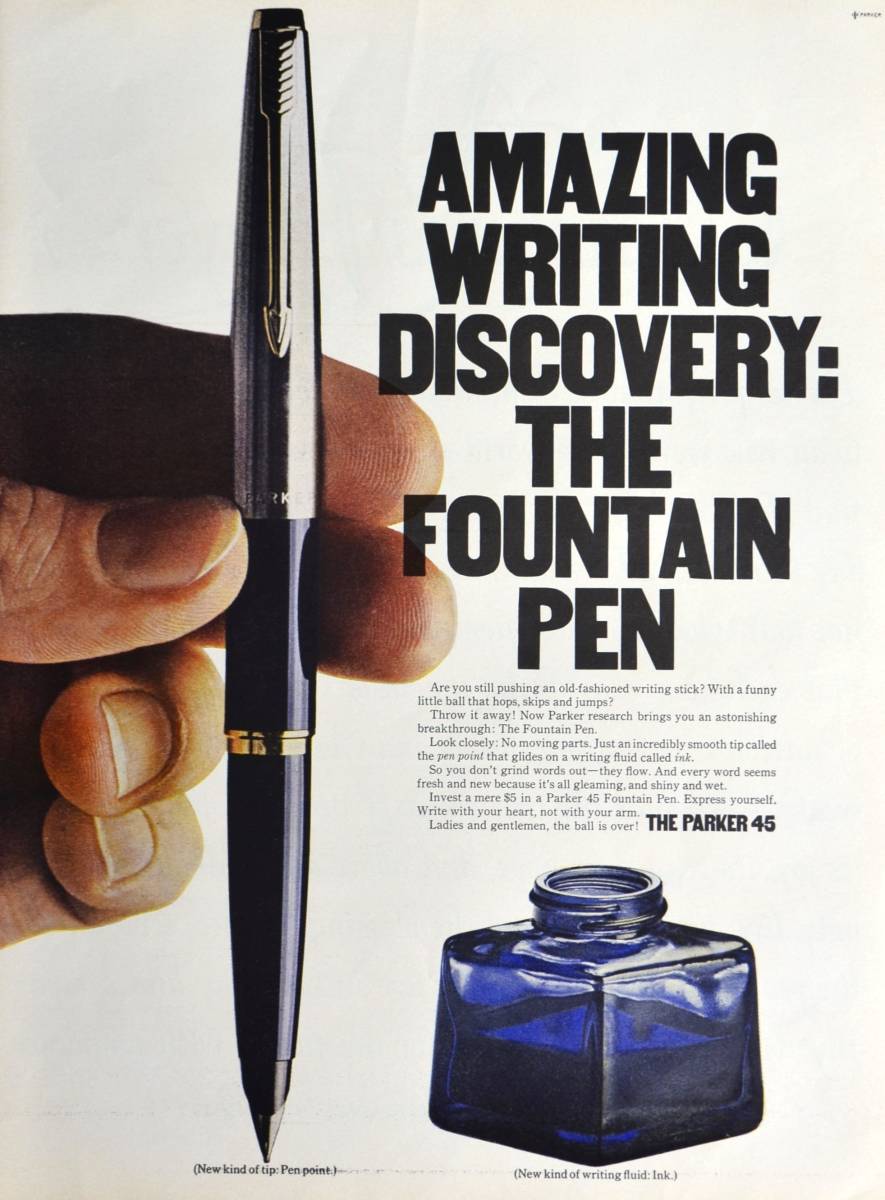 稀少・広告！1967年パーカー万年筆広告/Parker 45 Pen/文房具/Pの画像1