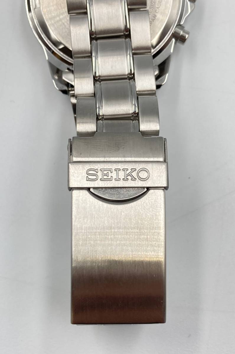 485【中古】SEIKO　セイコー　CHRONOGRAPH　10　BAR　TACHYMETER　動作未確認　ステンレスベルト　ブラック　シルバー　メンズ腕時計_画像6