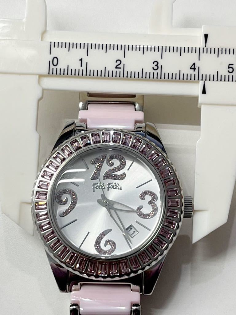 A3K054◆ フォリフォリ follifolle ピンク色 スートン クオーツ アナログ 腕時計 WF6A023BT_画像7