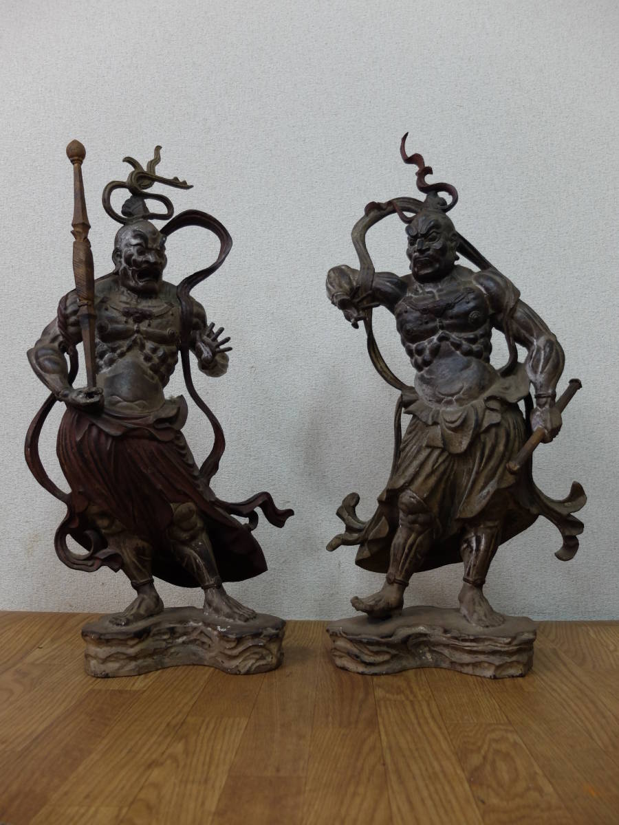 仏教美術 金剛力士像 仁王像 阿吽 阿形 吽形 一対 銅製 銅器 仏教美術 金剛力士像 仁王像 阿吽 阿形 吽形 一対 銅製 銅器