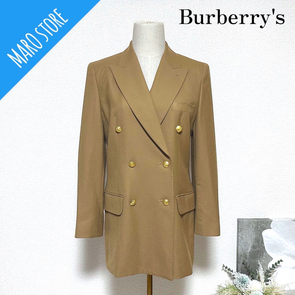 美品】Burberry's バーバリーズ 金ボタン ダブル ジャケット カシミヤ