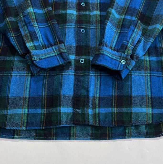 美品♪ビッグサイズ 60s 70s USA製 Pendleton ウールシャツ 16 1/2 エメラルドブルー ビンテージ ラウンド L 青 緑 水色 ペンドルトン_画像6