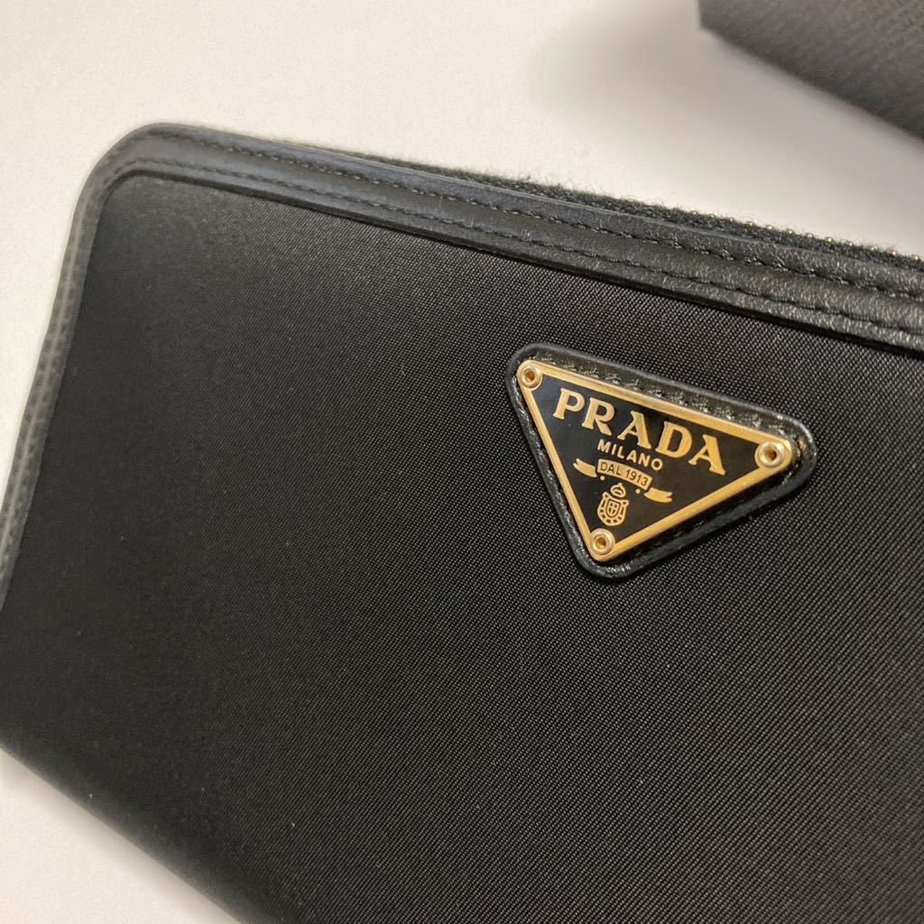 ★中古美品 PRADA プラダ ラウンドファスナー ジップ 長財布 テスート 三角 ゴールドロゴ 黒【鑑定済み 本物保証】_画像2