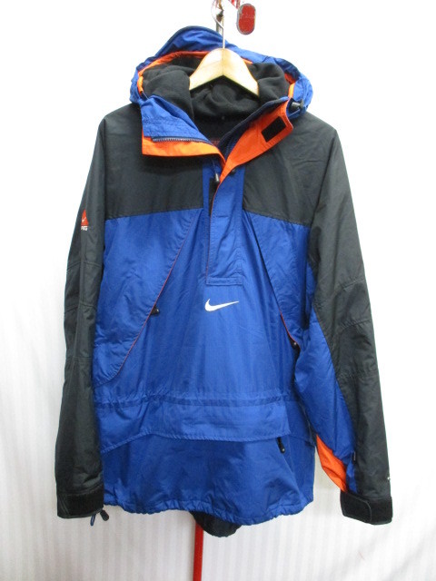 ナイキACG　NIKE ACG　90s00sヴィンテージ　裏フリース地ナイロンパーカー　メンズL　アノラックパーカー　青黒オレンジ　ジャンパー11234_画像1