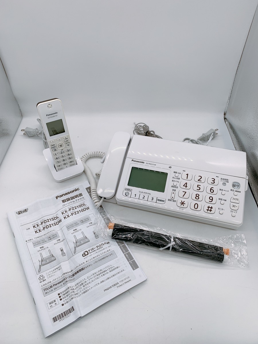 きれい Panasonic KX-PD215-W おたっくす デジタルコードレスFAX電話機 コードレス子機 KX-FKD404-W1 引取歓迎/茨城 231102か2 100 D2_画像1