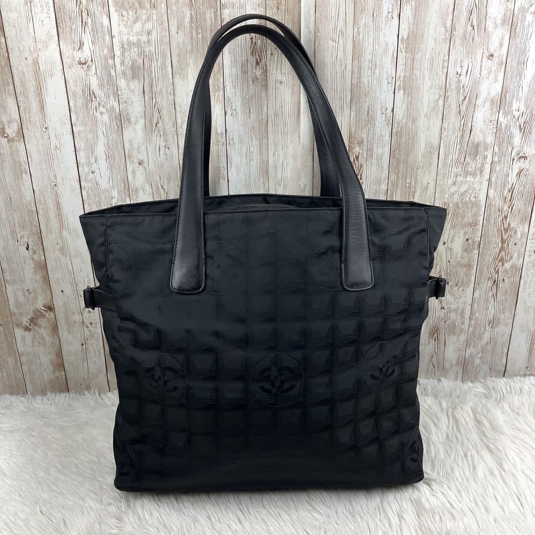 人気 CHANEL シャネル ニュートラベルライン GM トートバッグ ナイロン レザー ジャガード A4 大容量 ハンドバッグ ココマーク ブラック 黒