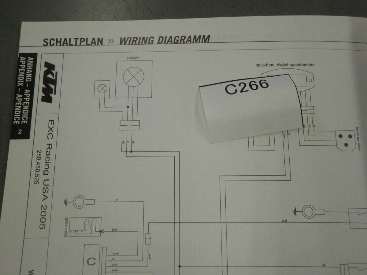 KTM 2005 Japanese domestic version 250/400/450/525 EXC RACING SX MXC owner's service manual wiring diagram parts list chassis part C266