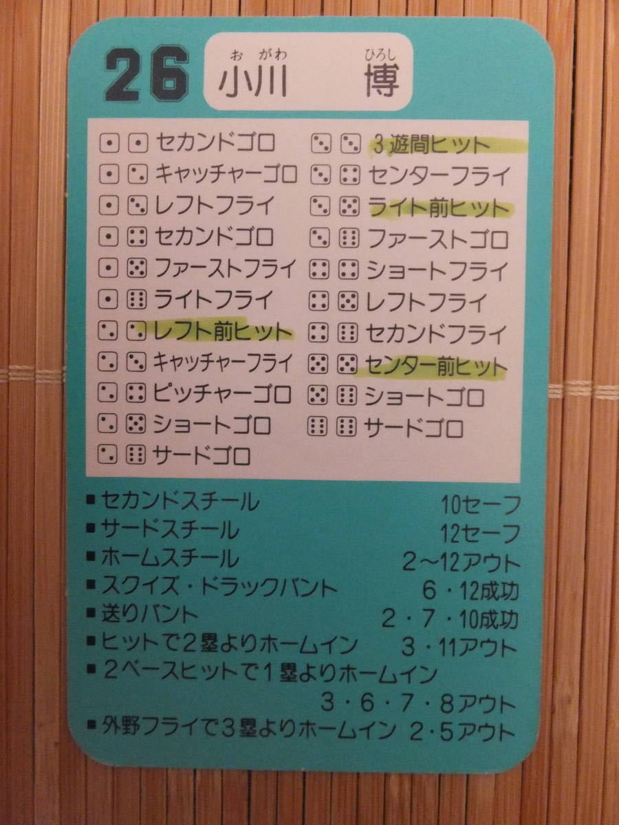 タカラ プロ野球カードゲーム '92年 千葉ロッテマリーンズ　小川 博（1枚）_画像2