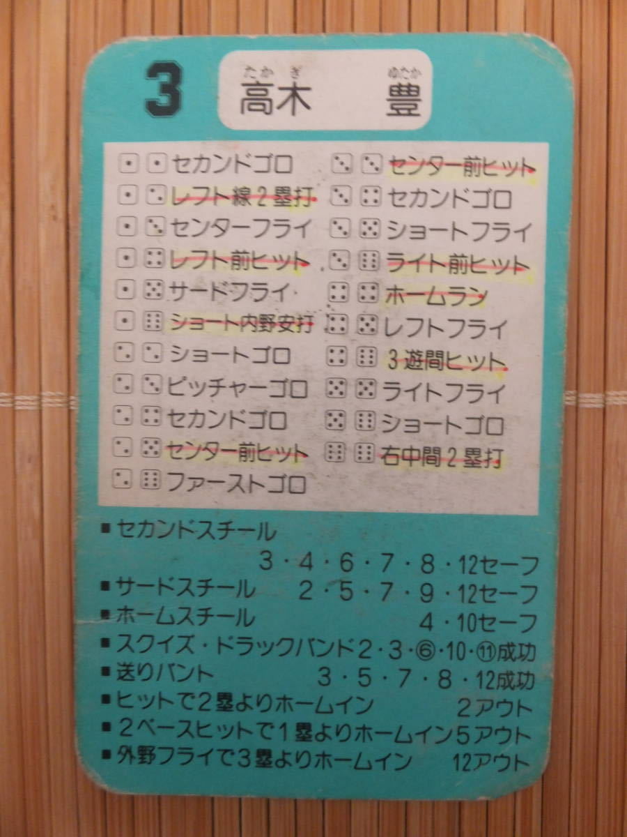 タカラ プロ野球カードゲーム '92年 横浜大洋ホエールズ　高木 豊（1枚）_画像2