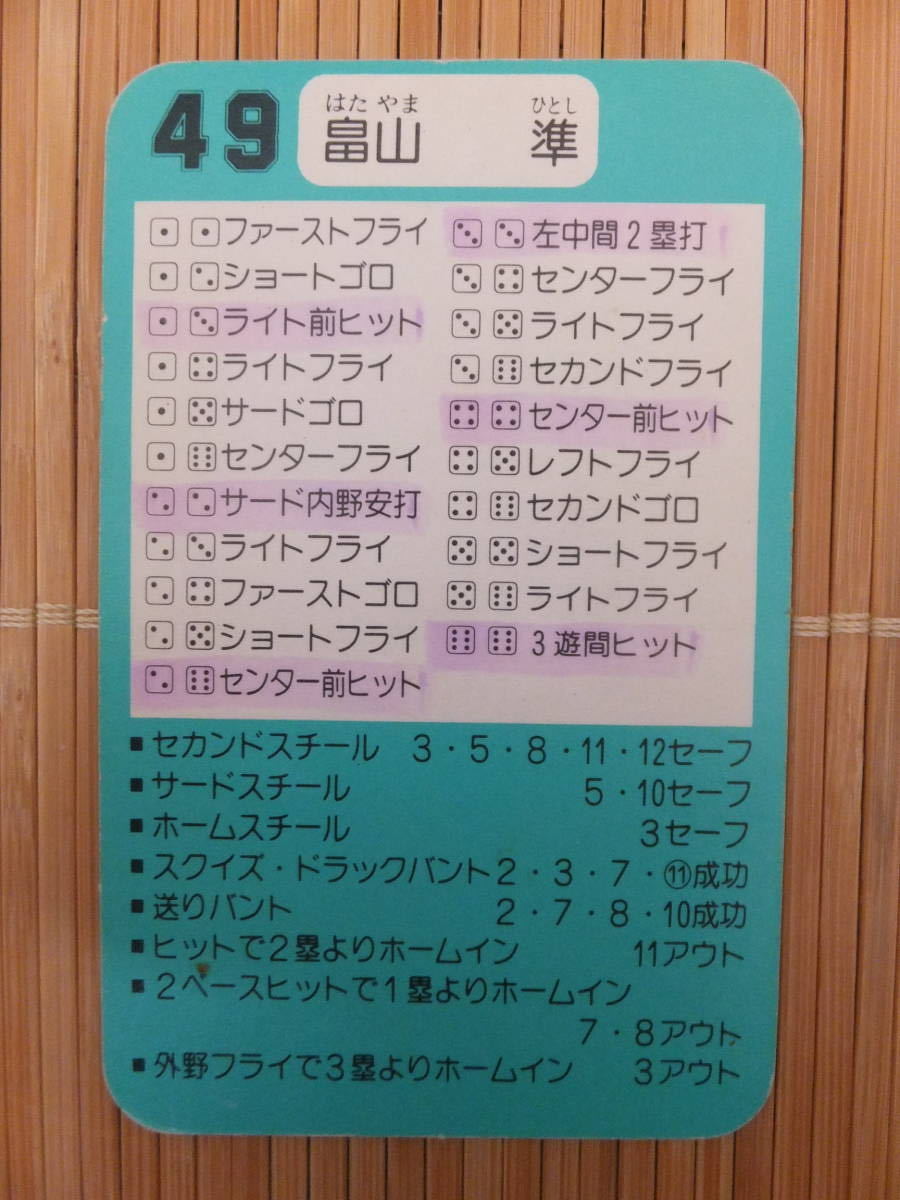 タカラ プロ野球カードゲーム '92年 横浜大洋ホエールズ　畠山 準（1枚）_画像2