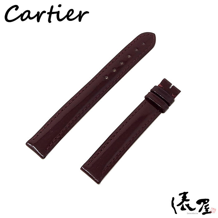 【カルティエ】純正ベルト 13ｍｍ エナメル 極美品 レッドブラウン 時計 Cartier 俵屋 PR50035_画像1