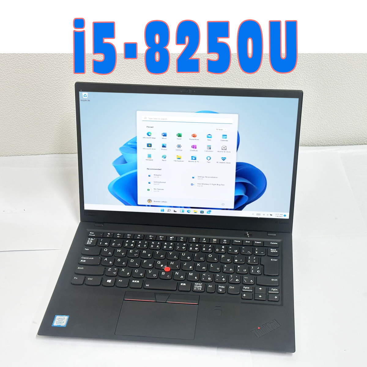 中古美品Lenovo ThinkPad X1 CARBON・Core i5-8250U・メモリ8GB・SSD256GB・カメラ・Type-C・HDMI・Windows 11 Pro・Office 2021・[B165]_画像1