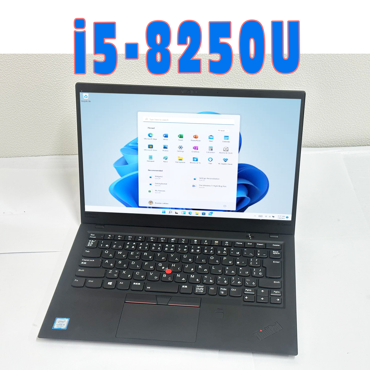 中古美品Lenovo ThinkPad X1 CARBON・Core i5-8250U・メモリ8GB・SSD128GB・カメラ・Type-C・HDMI・Windows 11 Pro・Office 2021・[B184]_画像1