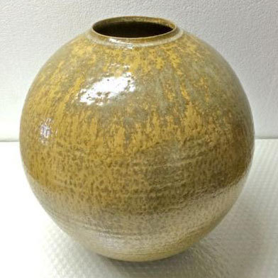 送料無料 ◆ 工芸品 陶磁器 ◆ 純 壺 直径290×高さ290ｍm 花入れ 花瓶