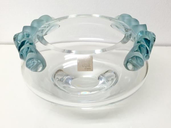 送料無料 ◆ ガラス工芸 ◆ Lalique ラリック クリスタル ◆ 幅300×奥行280×高さ185mm 花瓶 花器